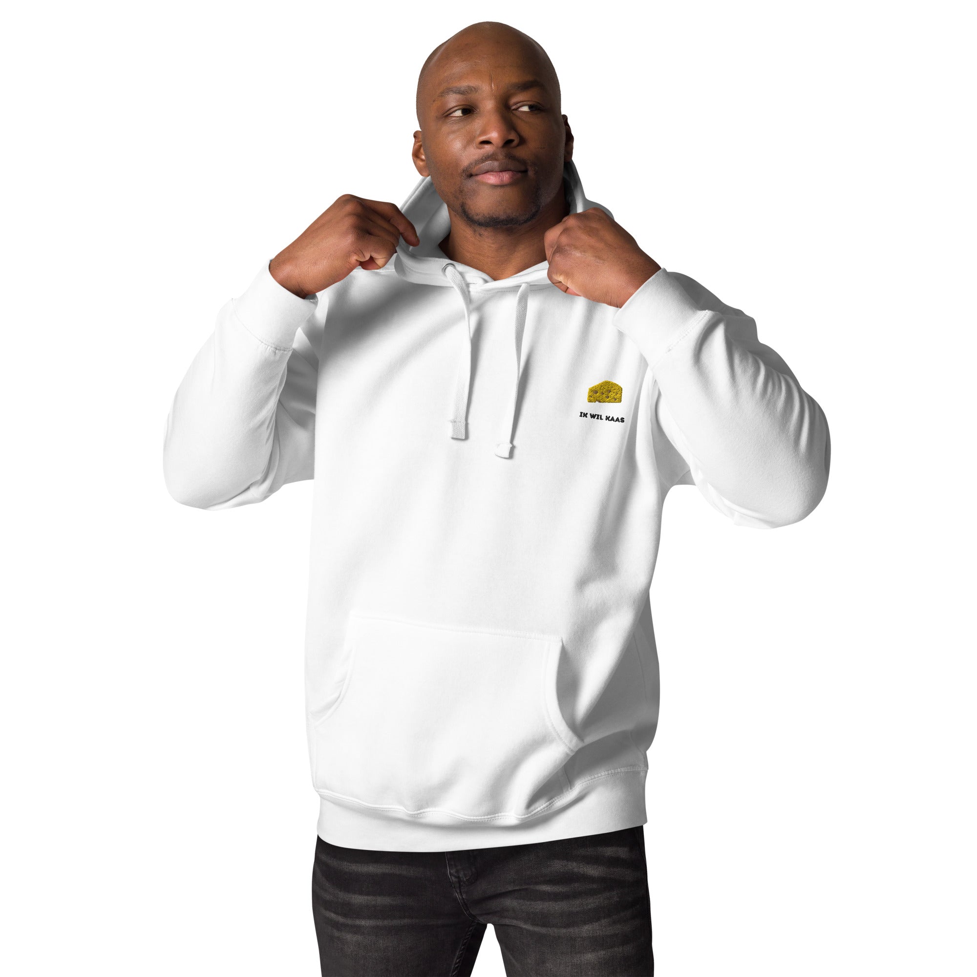 Ik wil kaas - Premium Unisex Hoodie - DutchValues - Wit