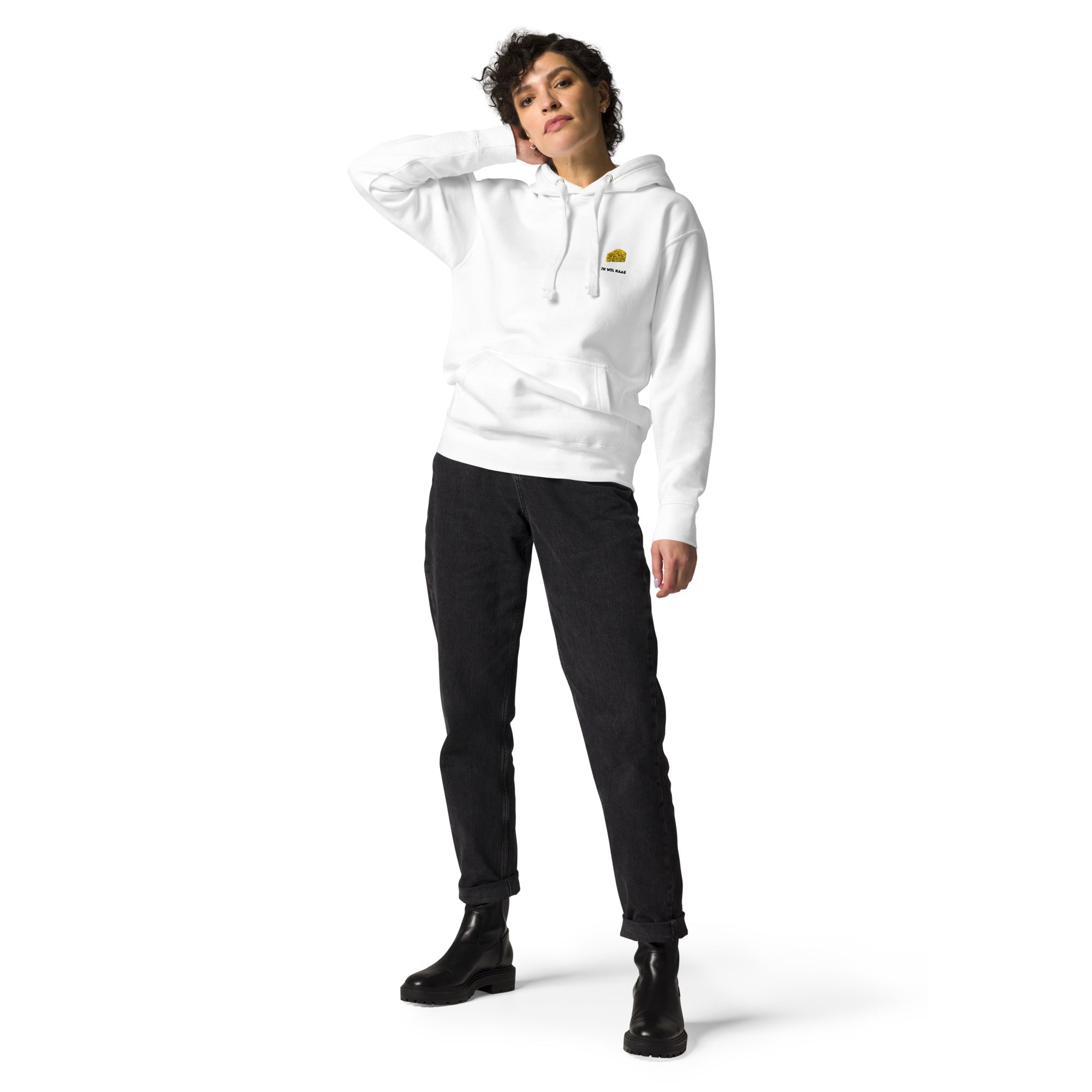 Ik wil kaas - Premium Unisex Hoodie - DutchValues - Wit