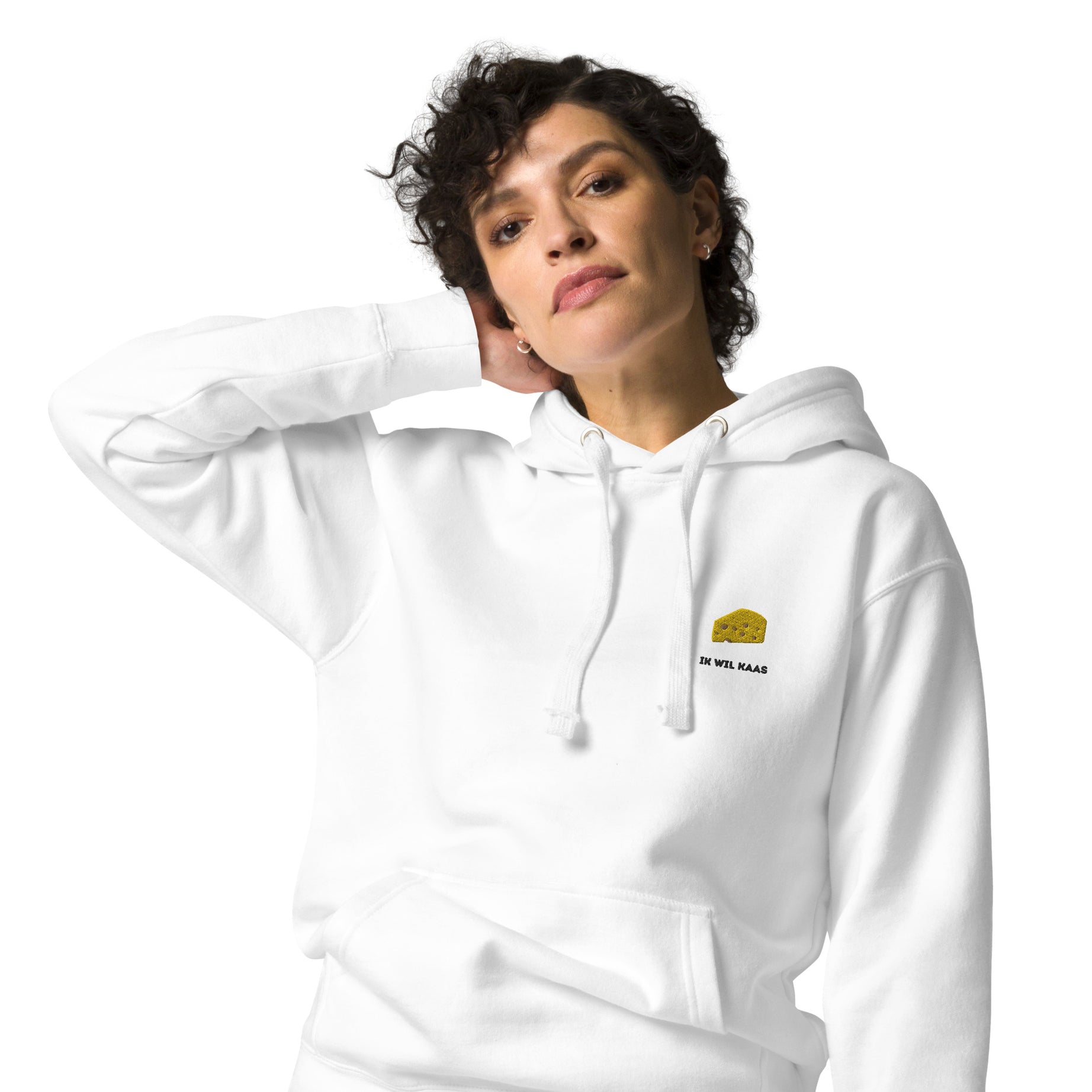 Ik wil kaas - Premium Unisex Hoodie - DutchValues - Wit