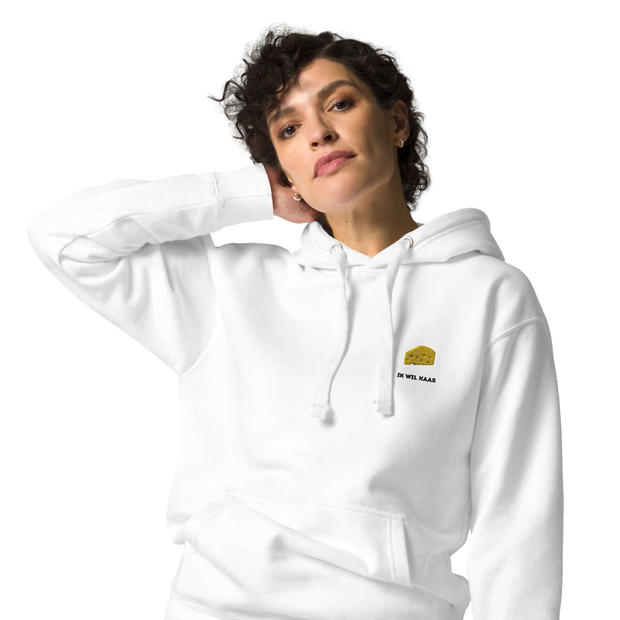 Ik wil kaas - Premium Unisex Hoodie - DutchValues - Wit